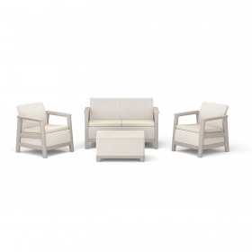 Set mobilier de terasa, aspect iuta, Keter Scandi, pentru gradina sau foisor, cu masuta...