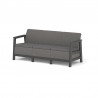 Set mobilier de terasa, aspect iuta, Keter Scandi, pentru gradina sau foisor, cu masuta depozitare, 1 canapea, 2 fotolii, 5 locuri, culoare grafit, rezistent UV 