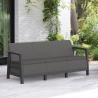 Set mobilier de terasa, aspect iuta, Keter Scandi, pentru gradina sau foisor, cu masuta depozitare, 1 canapea, 2 fotolii, 5 locuri, culoare grafit, rezistent UV 