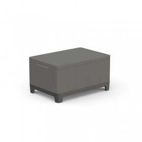 Set mobilier de terasa, aspect iuta, Keter Scandi, pentru gradina sau foisor, cu masuta depozitare, 1 canapea, 2 fotolii, 5 locuri, culoare grafit, rezistent UV