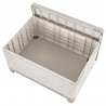 Set mobilier de terasa, aspect iuta, Keter Scandi, pentru gradina sau foisor, cu masuta depozitare, 1 canapea, 2 fotolii, 4 locuri, culoare bej, rezistent UV 