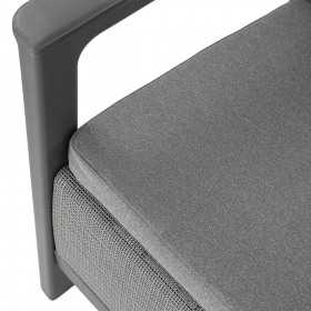 Set mobilier de terasa, aspect iuta, Keter Scandi, pentru gradina sau foisor, cu masuta depozitare, 1 canapea, 2 fotolii, 4 locuri, culoare grafit, rezistent UV