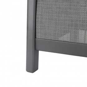 Set mobilier de terasa, aspect iuta, Keter Scandi, pentru gradina sau foisor, cu masuta depozitare, 1 canapea, 2 fotolii, 4 locuri, culoare grafit, rezistent UV