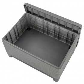 Set mobilier de terasa, aspect iuta, Keter Scandi, pentru gradina sau foisor, cu masuta depozitare, 1 canapea, 2 fotolii, 5 locuri, culoare grafit, rezistent UV