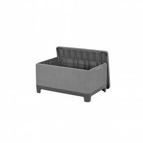 Set mobilier de terasa, aspect iuta, Keter Scandi, pentru gradina sau foisor, cu masuta depozitare, 1 canapea, 2 fotolii, 5 locuri, culoare grafit, rezistent UV