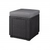Cutie depozitare cu capac pentru gradina, terasa, balcon, Keter Cube, polipropilena, impletitura ratan, pentru scaun sau masa, graphite, patrata, rezistenta UV, 42x42x39 cm 