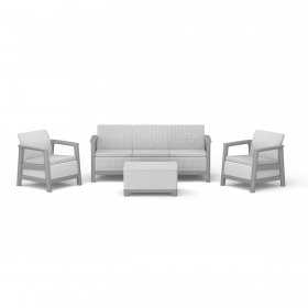 Set mobilier de terasa, aspect iuta, Keter Scandi, pentru gradina sau foisor, cu masuta...