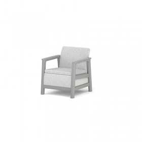Set mobilier de terasa, aspect iuta, Keter Scandi, pentru gradina sau foisor, cu masuta depozitare, 1 canapea, 2 fotolii, 5 locuri, culoare gri, rezistent UV