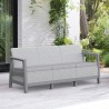 Set mobilier de terasa, aspect iuta, Keter Scandi, pentru gradina sau foisor, cu masuta depozitare, 1 canapea, 2 fotolii, 5 locuri, culoare gri, rezistent UV 