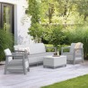 Set mobilier de terasa, aspect iuta, Keter Scandi, pentru gradina sau foisor, cu masuta depozitare, 1 canapea, 2 fotolii, 5 locuri, culoare gri, rezistent UV 