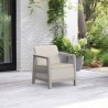 Set mobilier de terasa, aspect iuta, Keter Scandi, pentru gradina sau foisor, cu masuta depozitare, 1 canapea, 2 fotolii, 5 locuri, culoare bej, rezistent UV 