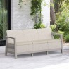 Set mobilier de terasa, aspect iuta, Keter Scandi, pentru gradina sau foisor, cu masuta depozitare, 1 canapea, 2 fotolii, 5 locuri, culoare bej, rezistent UV 