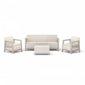 Set mobilier de terasa, aspect iuta, Keter Scandi, pentru gradina sau foisor, cu masuta...