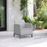 Set mobilier terasa, gradina, Keter Scandi, material polipropilena, imitatie iuta, culoare gri, cu masuta depozitare, 1 canapea, 2 fotolii, 5 locuri, cu perne, usor de asamblat 