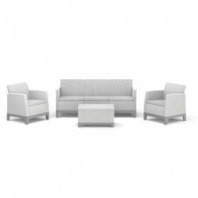 Set mobilier terasa, gradina, Keter Scandi, material polipropilena, imitatie iuta, culoare gri,...