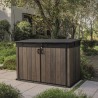 Dulap depozitare exterior, din compozit DecoCoat, pentru unelte si tomberoane, maro nuc, Keter Signature, 190 x 109 x 1325 cm, cu podea, 2 usi, 2020 L, rezistent la intemperii