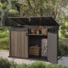 Dulap depozitare exterior, din compozit DecoCoat, pentru unelte si tomberoane, maro nuc, Keter Signature, 190 x 109 x 1325 cm, cu podea, 2 usi, 2020 L, rezistent la intemperii
