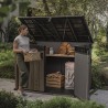 Dulap depozitare exterior, din compozit DecoCoat, pentru unelte si tomberoane, maro nuc, Keter Signature, 190 x 109 x 1325 cm, cu podea, 2 usi, 2020 L, rezistent la intemperii