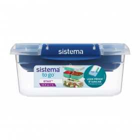 Cutie alimente din plastic compartimentata Sistema Stax To Go 1 L