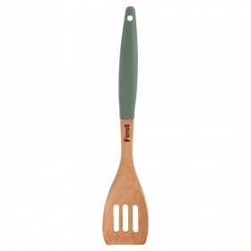 Spatula din lemn de fag cu perforatii si maner din plastic Fest Green
