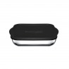 Vas rectangular din sticla termorezistenta cu capac plastic negru Pasabahce Borcam Bake&Keep 3200 ml 