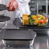 Vas rectangular din sticla termorezistenta cu capac plastic negru Pasabahce Borcam Bake&Keep 1950 ml 