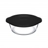Vas rotund din sticla termorezistenta cu capac plastic negru Pasabahce Borcam 2200 ml