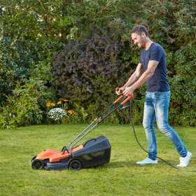 Masina electrica de tuns gazonul Black+Decker, 1200 W, latime de taiere 32 cm, sac 35 L, maner tip bicicleta - BEMW451BH
